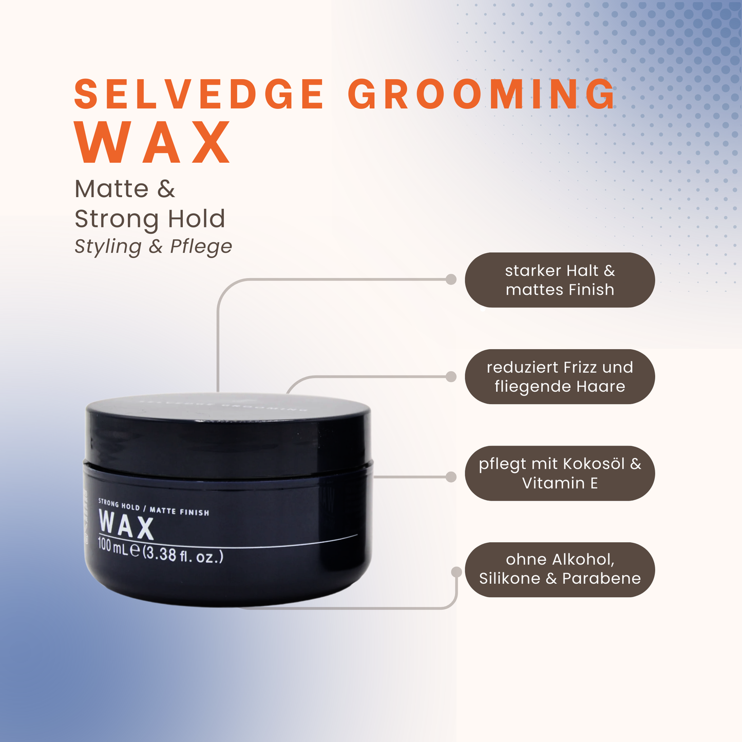Selvedge Grooming Wax mit starkem Halt für Bart & Haar