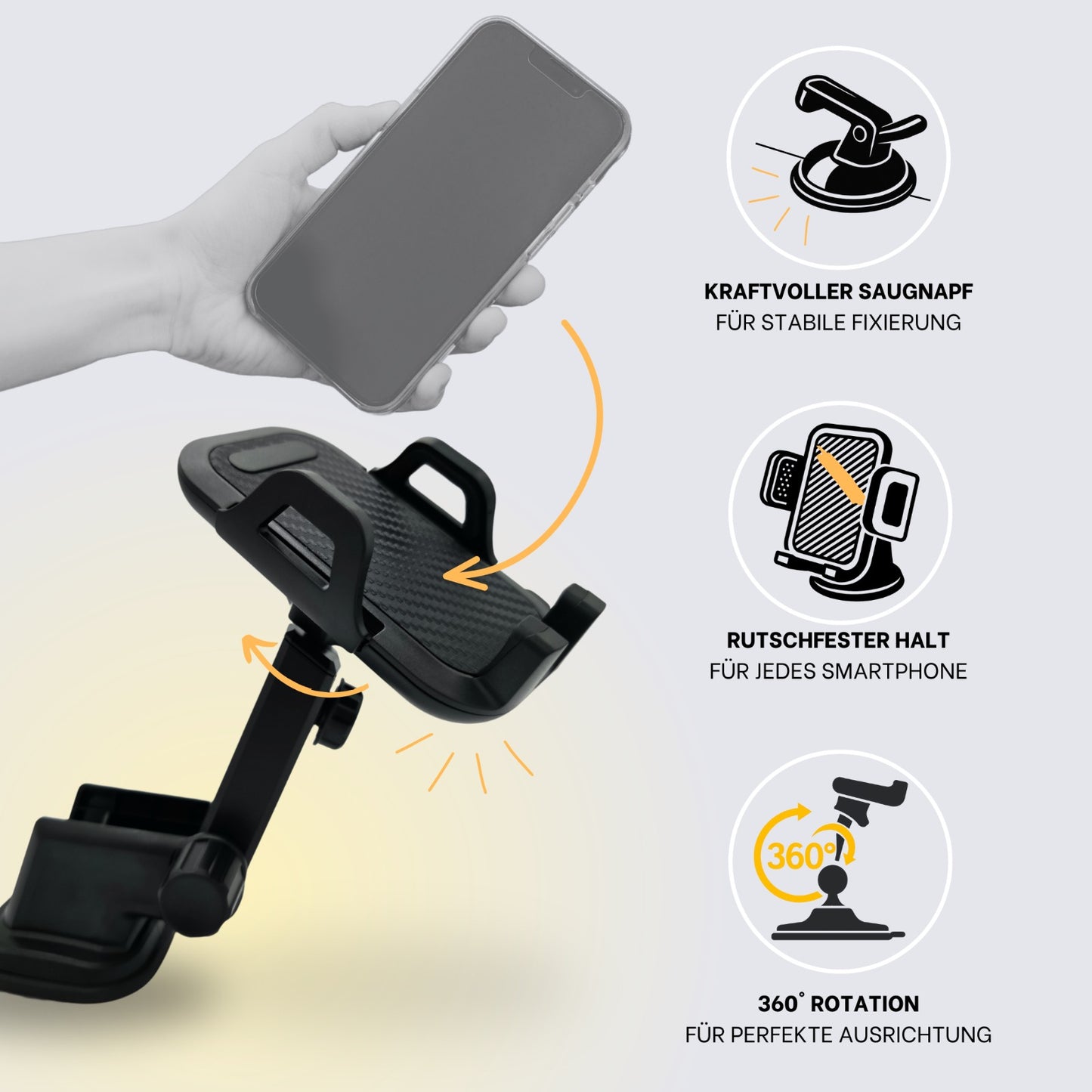 CAR MOUNT Handyhalterung – 360° drehbar & flexibel einsetzbar